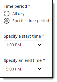 Unavailability rule assigned to specific hours in the day.